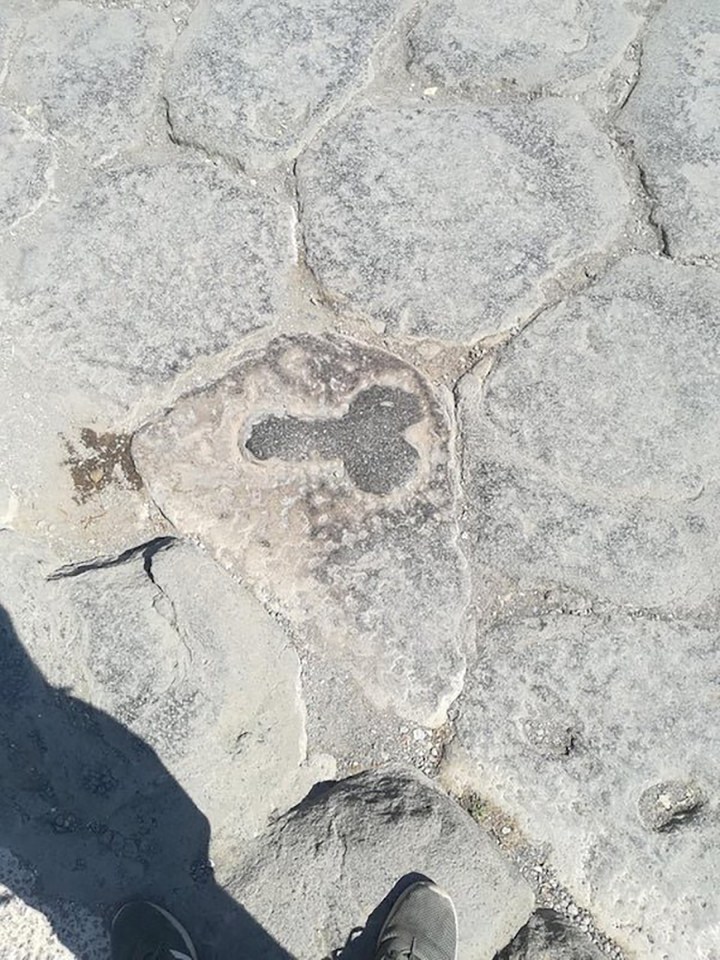 An obstacle in the don't-step-on-the-cracks game